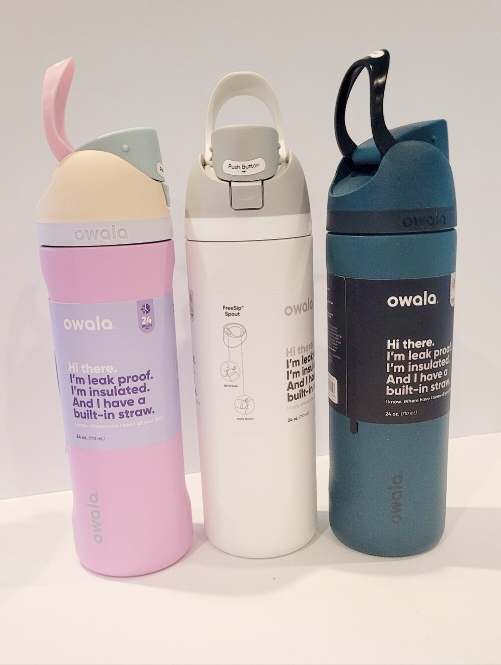 Owala FreeSip 24oz Water Bottle WHITE